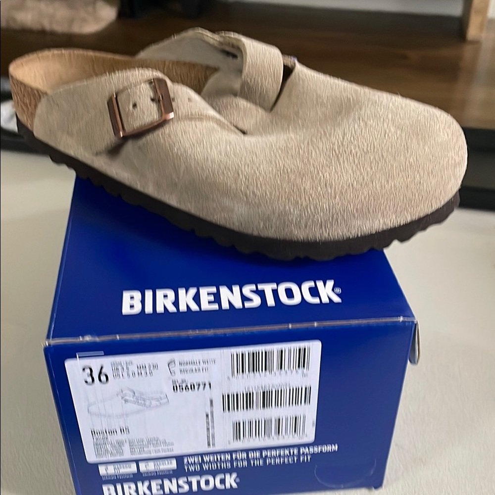 Birkenstock Beige Suede Clogs